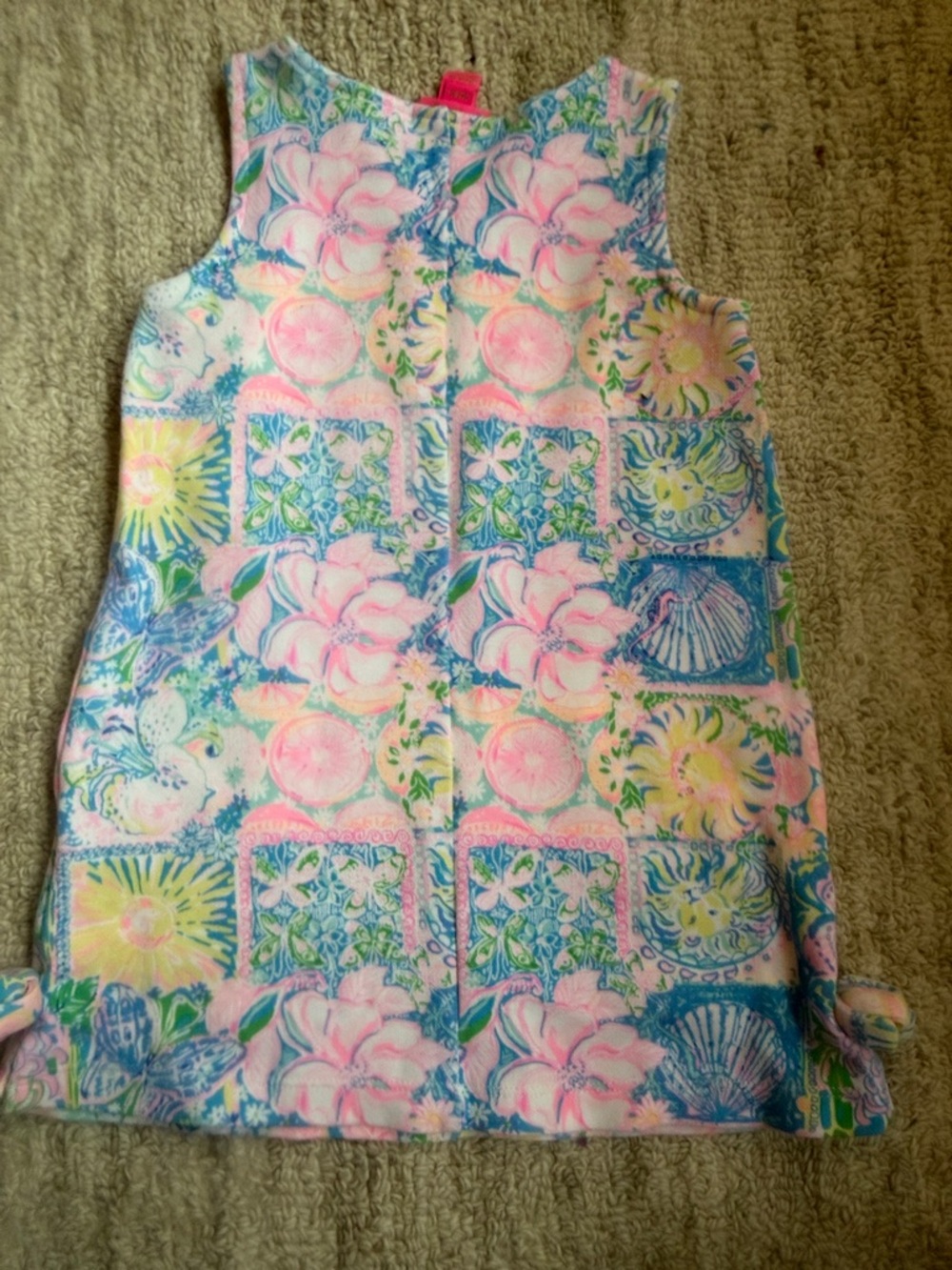 Lilly Pulitzer Girls Multicolor Pink Blue Green Floral Patchwork Dress - Picture 4 of 4